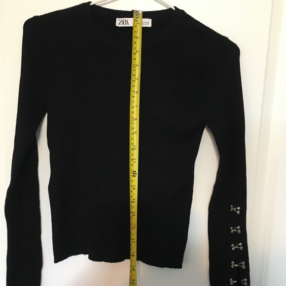 ZARA Sweater | Women's Black with Silver Hook and Eye Sleeve detail Size M - Picture 8 of 9